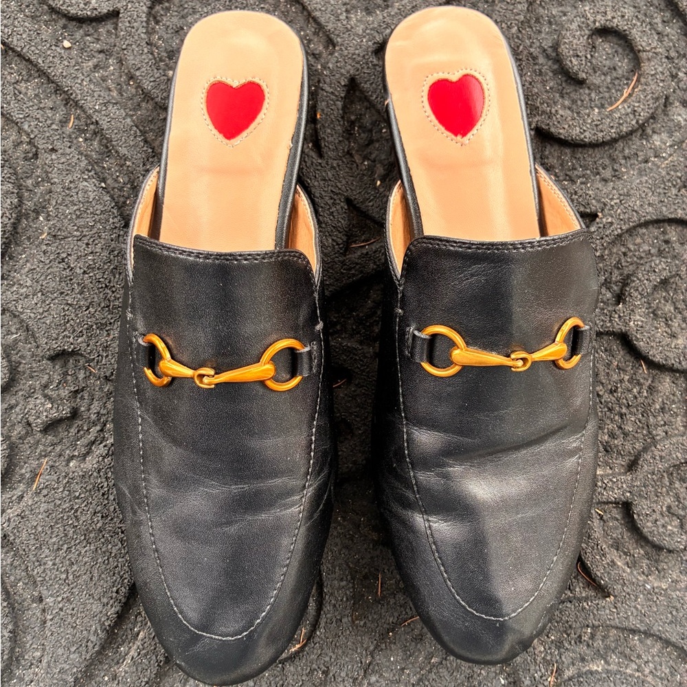 ARQA Black Leather Mules with Gold Detail Women’s size 38 (7.5 US)